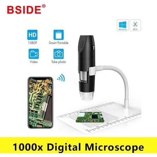 2 Million WiFi Portable Microscope 1000X 1080P Digital Microscope with Measurement for Jewelry Testing Circuit Board Testing