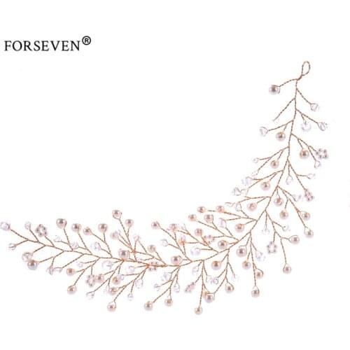 Fashion Crystal Headband tiara Bride Hair Accessories Handmade Gold Silver Color Pearl Bride Wedding Headpieces Hair Jewelry