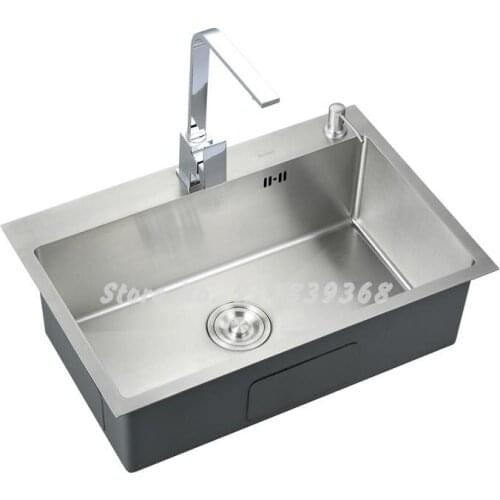 German Kitchen 304 Stainless Steel Manual Sink Thickened Sink Single Bowl Package Large Single Bowl Sink Sink
