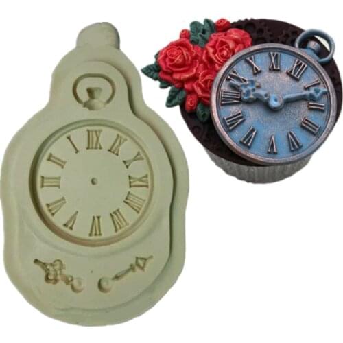 Fondant Cake Mould Clock Pocket Watch cake Decorating Tools Steam Punk Baking Kitchen Silicone Mold T0679