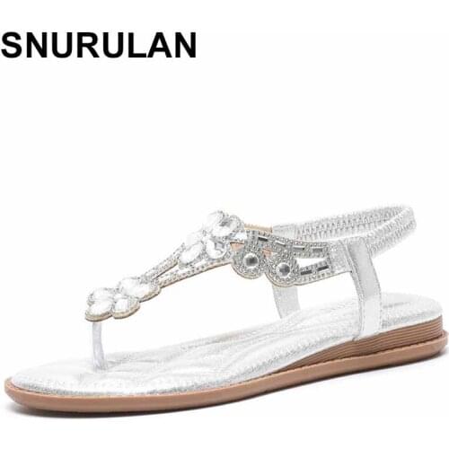 SNURULAN Womens sandals; Luxury Designer Beach Shoes; Womens Casual Summer Crystal Flat Sandals; Flip flops; Beach shoes
