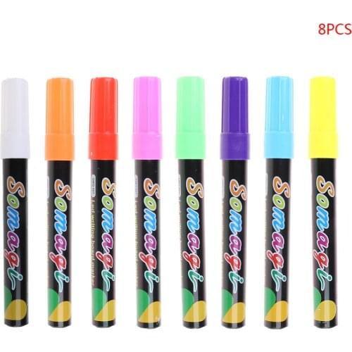 8 Colors Highlighter Fluorescent Liquid Chalk Marker Neon Pen For LED Writing Board Blackboard Glass Painting Graffiti Office