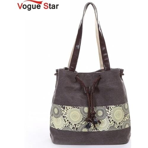 Vogue Star 2020 canvas bag shoulder bags high quality purse women handbag bucket flower printing ladies designer bags LA242