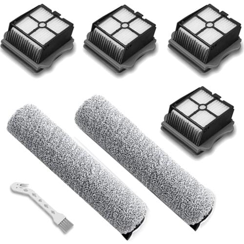 Replacement Parts for Tineco IFloor 3/Floor One S3 Cordless Vacuum Cleaner, 2 Pack Brush Rollers + 4 Pack Vacuum Filters
