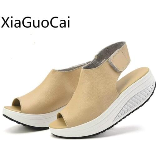 High Quality Women Wedges Shoes Spring Beige Platform Shoes for Women Peep Toe Solid Casual Sandals Drop Shipping Lu1 35