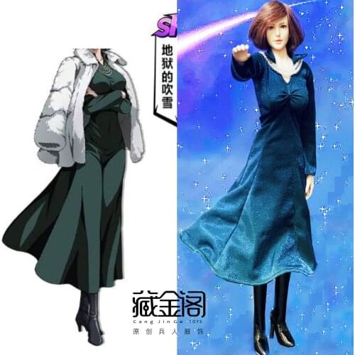CJG-W028 1/6 Hells Fubuki Cos Suit Long Dress +Shoes Female Clothing Accessories Fit for 12" TBL UD4.0 JO Female Figure Body