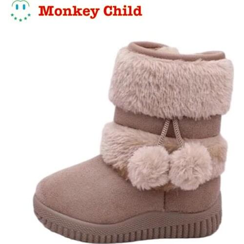 Girls Snow Boots New Fashion Comfortable Thick Warm Kids Boots Lobbing Ball Thick Children Winter Cute Boys Boots Princess Shoes