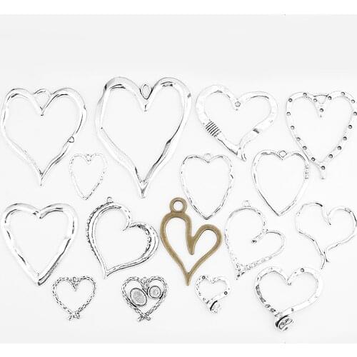 1pack Charms Open Crafts Elegant Heart Pendant Alloy Jewelry Fashion Women Necklace Bracelet Jewelry Making Findings