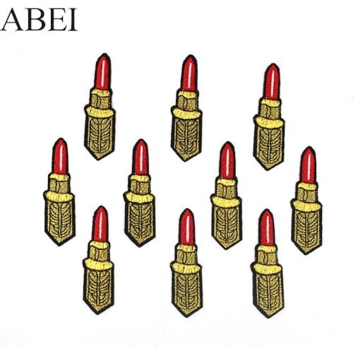 10pcs/lot Iron On Lipstick Patch Embroidery Women Lady Girl Coats Jeans Appliques Sewing Fabric Patches Diy Fabric Stickers