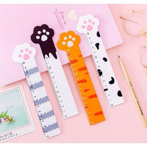 15CM Cute Cat Paw Wood Straight Rulers Kawaii School Office Supplies Planner Accessories Student Prize