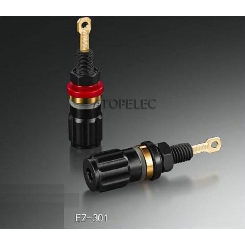 2pcs EIZZ 24K Gold Plated Red Copper Speaker AMP Binding Post HiFi Banana Jack Connector Terminal Socket Panel Chassis Mount