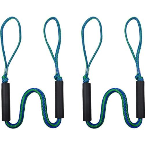 2Pcs/set Bungee Dock Line Mooring Rope Top Stretchable Bungee Cord Dock Ropes 4000LB for Boat 4ft 5ft 6ft Boats Kayak Marine