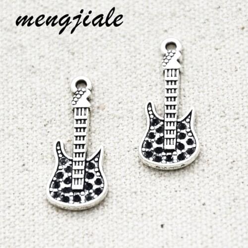 25pcs Hot Sell Wholesale Zinc Alloy Metal Guitar Charms For Women Necklace Jewelry Accessories Making 30*12mm