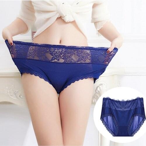 3Pcs/lot New High waist Ice Silk Underwear Women Panties Hollow Out Plus Size 6XL 7XL Lace Sexy Panties Lingeries Intimates