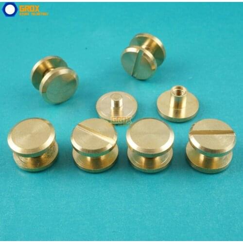 50 Set 10*4mm Solid Brass Rivet Chicago Screw for Leather Craft Belt Wallet / Flat