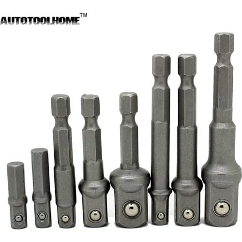 AUTOTOOLHOME 8x 1/4 Hex Shank Power Screwdriver Driver Socket Bit Adapter Drill Nut Driver Power Extension Bar Wrench Adapter