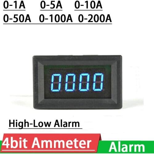 DC Ammeter High-Low Alarm 0-1A 5A 10A 50A 100A 200A LED Digital Ammeter AMP METER Current Panel Meter Monitor control W Buzzer
