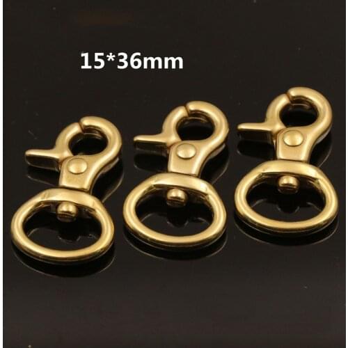 DIY quality solid brass leather craft bag belt snap hook buckle 6pcs/lot 15mm