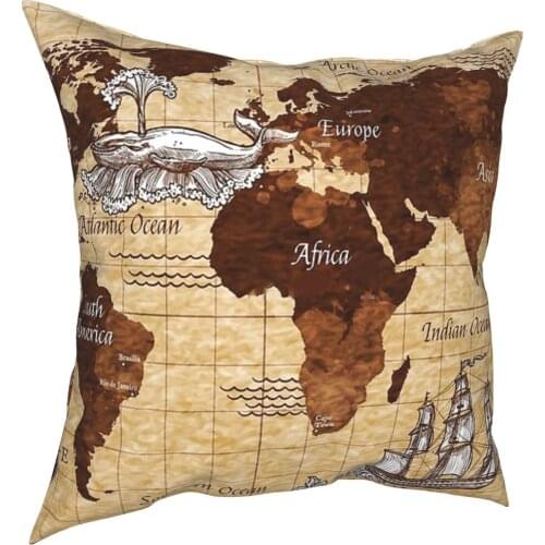 Pirate Bay Secret World Map Pillowcase Home Decor Cushions Throw Pillow for Living Room Polyester Double-sided Printing Creative