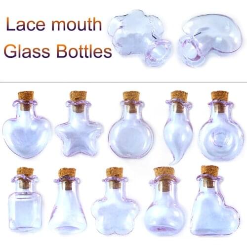 8PCS Light Purple Vials Glass Bottle Blank Empty Wishing Message Bottles With Cork Stopper Tiny Small