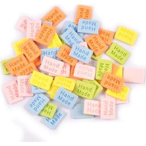 Flannelette Embossed Multicolor Labels For Shoes Bags Sewing Garment Handmade Accessories DIY Crafts Fabric Clothing Tags 20Pcs