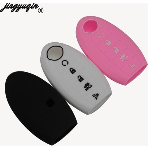 Jingyuqin 5 Button Silicone Car Key Case Smart Keyless Remote Cover For Nissan Altima Maxima Infiniti EX FX G37 Q60 QX50 QX70