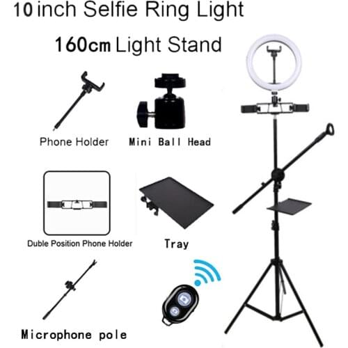 TikTok10 Inch Vlog Video LED Selfie Ring Light USB Ring Lamp Photography Light With Phone Holder Tripod Stand for Makeup Youtube
