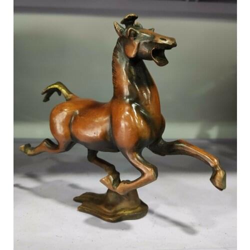 Collectible Decorated Old Copper Bronze Vivid Horse Stepped Swallow Statue