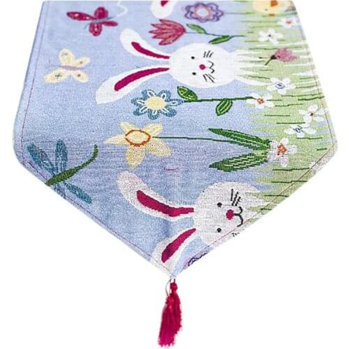 Creative Nordic Style Decorative Table Flag Easter Printed Eggs Rabbit Table Flag Cute Printed Table Flag Home Decorations