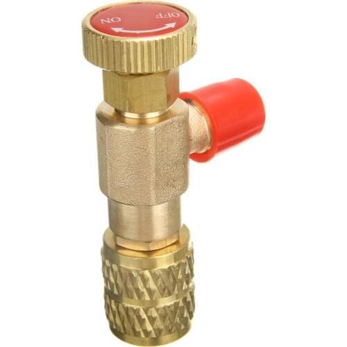 Mayitr R410A Air conditioning Refrigerant Valve Adapter 1/4" SAE Male to 5/16" SAE Female Charging Hose Flow Control Valves