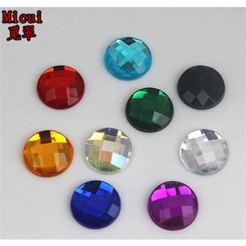 Micui 100pcs 14mm Rhinestone Flatback Acrylic Round Strass Crystal and Stone For Clothes Crafts Decorations ZZ102