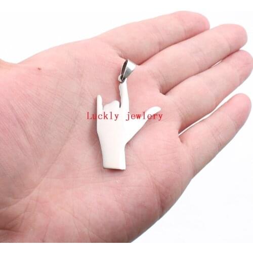 Mens Stainless Steel Hand gestures Charms Pendant Tag Necklace no chain