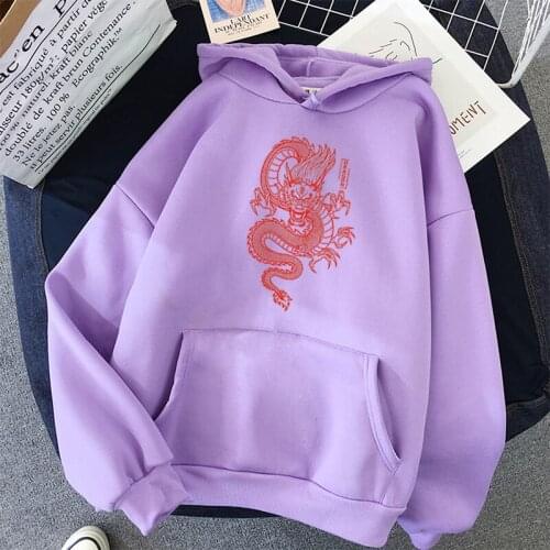 New Fashion Streetwear Hoody Women Ulzzang Harajuku Kawaii Vigtage Chinese Dragon Print Sweatshirts Pullovers Tops Hiphop