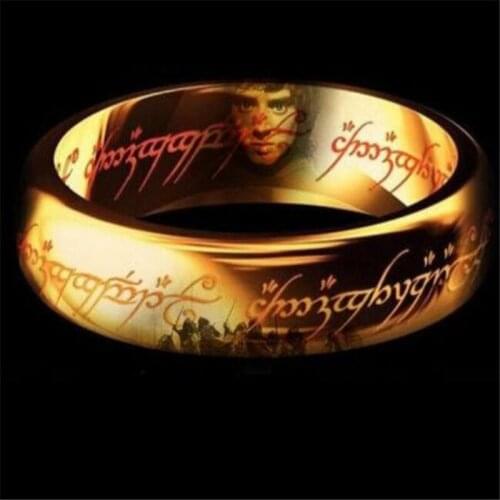 Drop Shipping Classical Film Fashion Jewelry Titanium Steel High Qualiry Gold Plated Party Women Men Wedding Band Ring Gift