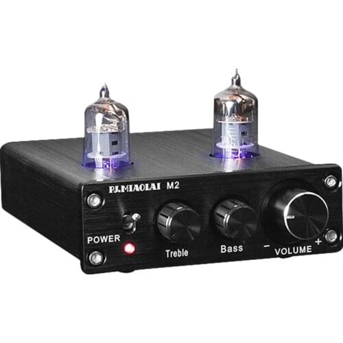 PJ.MIAOLAI HiFi Bile 6J1 Preamp Tube Amplifier Buffer Preamplifier With Treble Bass Control Adjustment Amplifier Audio DC12V