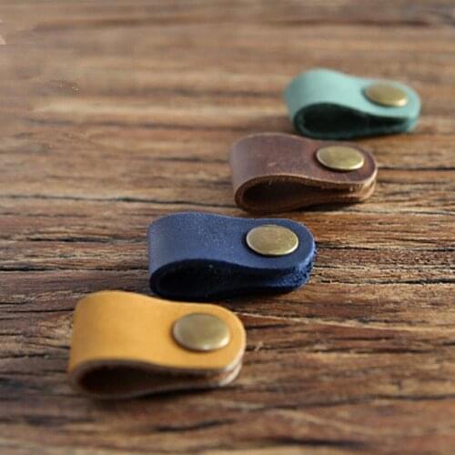 Retro Style Genuine Leather Cable Organizer Multi-function Winder Cable Cord Organizer For Mouse Charger Headset