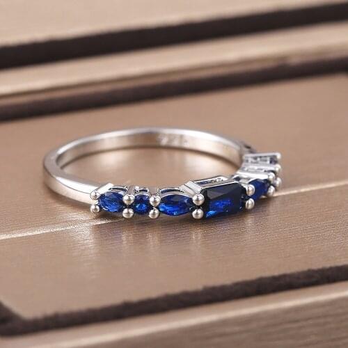 Blue Cubic Zirconia Luxury Super Shiny Rhinestone Hollow Letter Wedding Ring New High Fashion Women Ring Accessories Gift