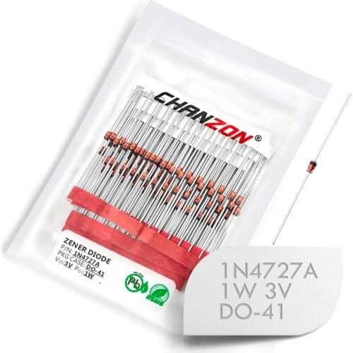 100 Pcs) 1N4727A 1N4727 Power Zener Diode 1W 3V DO-41 (DO-204AL) Axial 1 Watt 3 Volt IN 1N 4727A IN4727A
