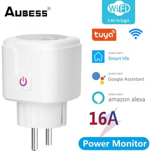 16A WiFi Smart Plug EU Socket With Timing Power Energy Monitor Tuya SmartLife APP Control Works With Alexa Google Assistant