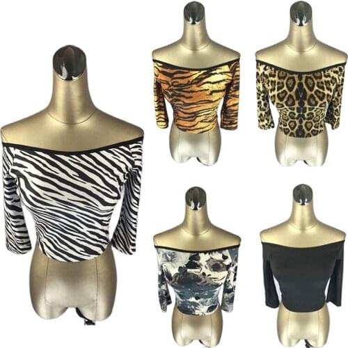 Off ShoulderLatin Dance Tops Adult Salsa Dancing Outfit Stage Costume Tap Dance Wear Ballroom Dance Blouse Summer Clothes DL7787