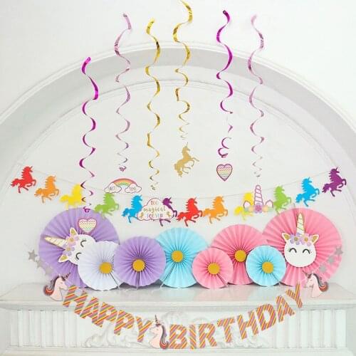 DIY Unicorn Party Decorations Kids Birthday Party Supplies Unicorn Rainbow Happy Birthday Banner