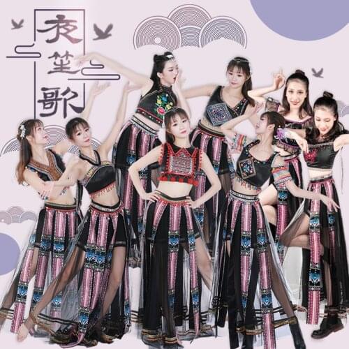 Improved Hanfu Dress Chinese Folk Dance Costumes Women Group Jazz Hip Hop Clothes Female Singer Hanfu Cosplay Costumes DN7465