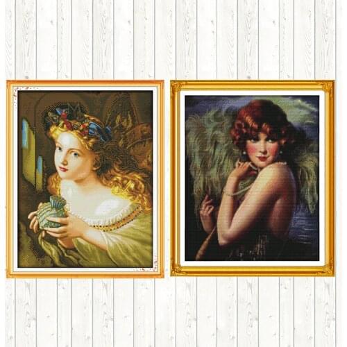 Fan Dance Dancer DIY Needlework Crafts Cross Stitch Kits DMC Cotton Thread Printed Canvas Handmade 14CT 11CT Counted and Stamped