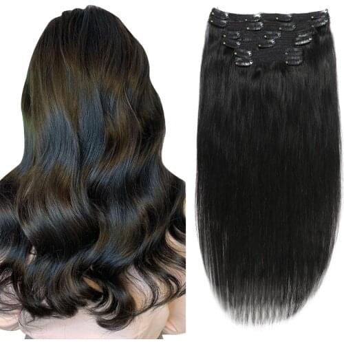 XDhair Clip In Hair Extensions Remy Human Hair Natural Black 100g Clip In Real Hair