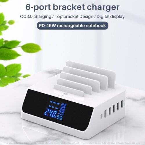 Pd45w Mobile Phone Charger Notebook Flat Power Adapter Fast Charge Charger Bracket Intelligent Display For Xiaomi Usb Charger
