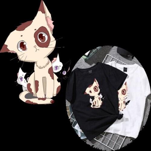 Iron Patches for Clothing Cute Small Animal Cat Family Top Clothing Applications Heat Transfer Stickers DIY Tops Badges Print