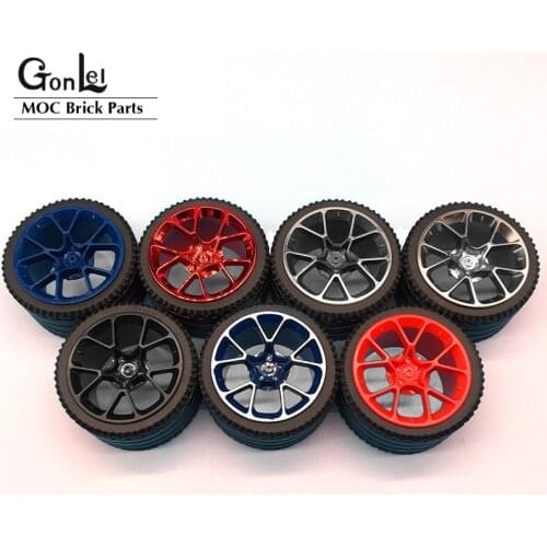 4Pcs High-Tech Wheel Hub RIM WIDE DIA. 62.3X42mm & Tire 81.6x44mm ZR Straight Tread Fit For 42083 MOC Building Blocks Brick Cars