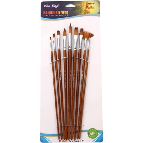 9pcs Pearl Nylon Hair Paint Brushes Multifunction Hook Line Pen Watercolor Oil Brush Set Painting Training