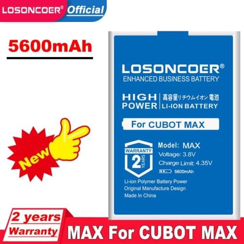 LOSONCOER 5600mAh MAX Mobile Phone Batteries For CUBOT MAX Battery+Tracking Number