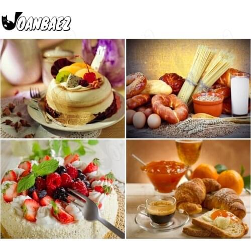 Food Diamond Painting Cake Cross Stitch Embroidery Bread 5D Diy Mosaic Kit Inlaid Craft Gift Design Home Decoration